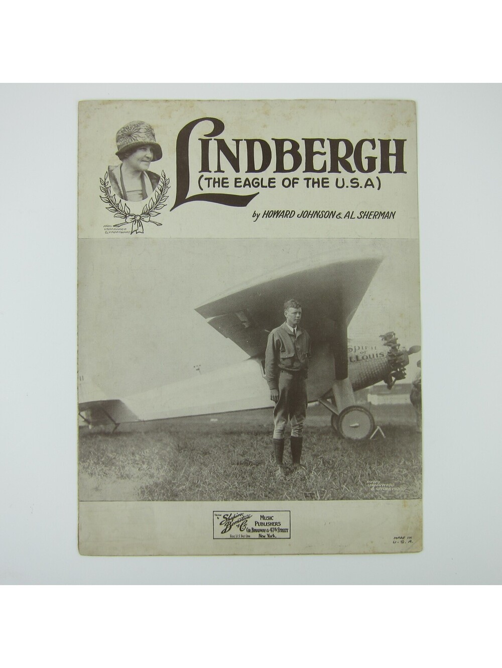 Lindbergh The Eagle of the USA Sheet Music Charles Lindbergh Photo Vintage 1927